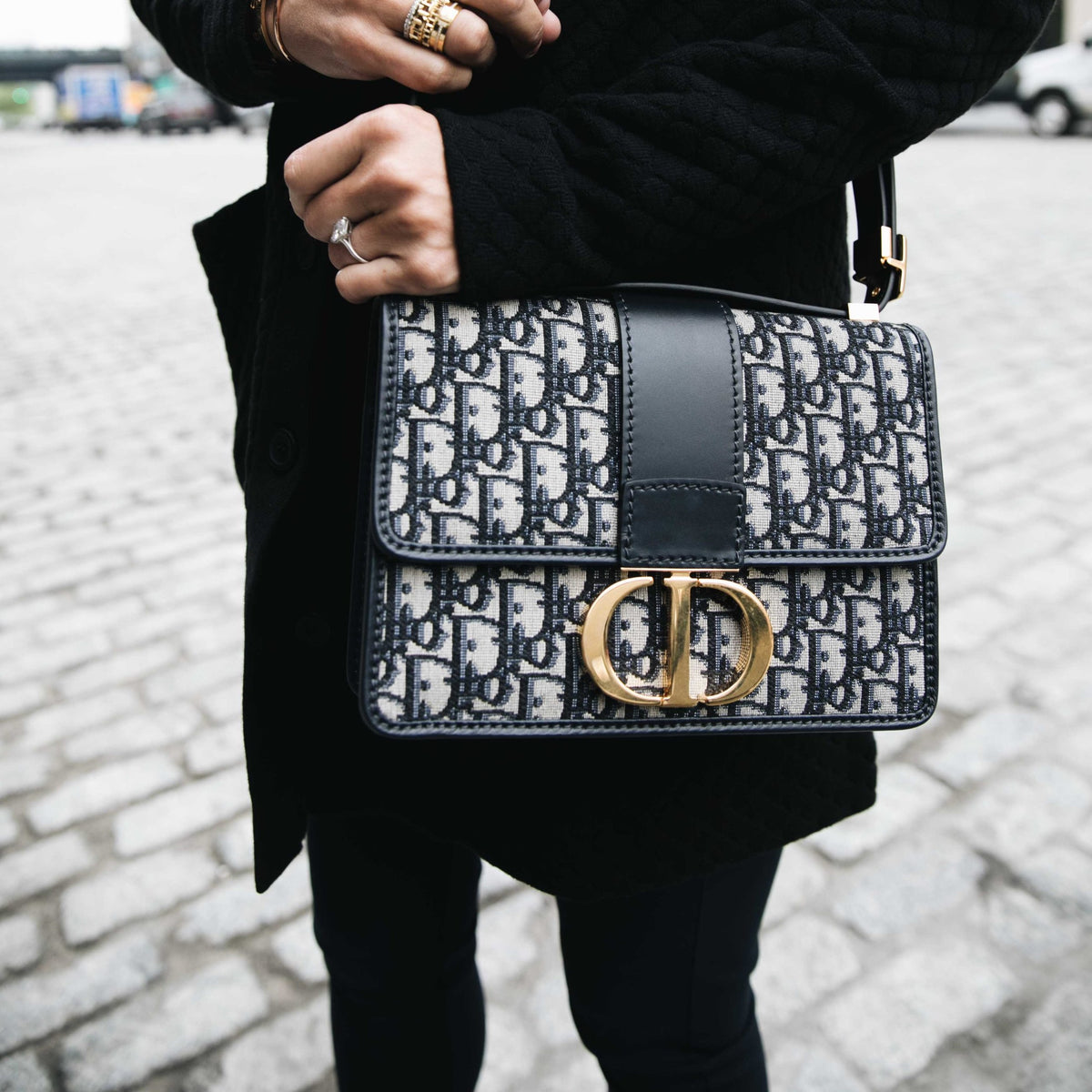 Dior - 30 Montaigne Box Bag Gray Dior Oblique Jacquard - Women