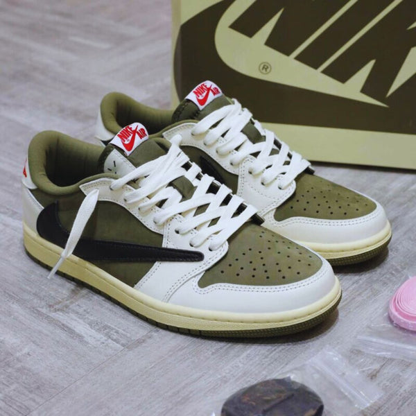 Real vs. Fake Jordan 1 Retro Low OG SP Travis Scott Medium Olive Sneakers