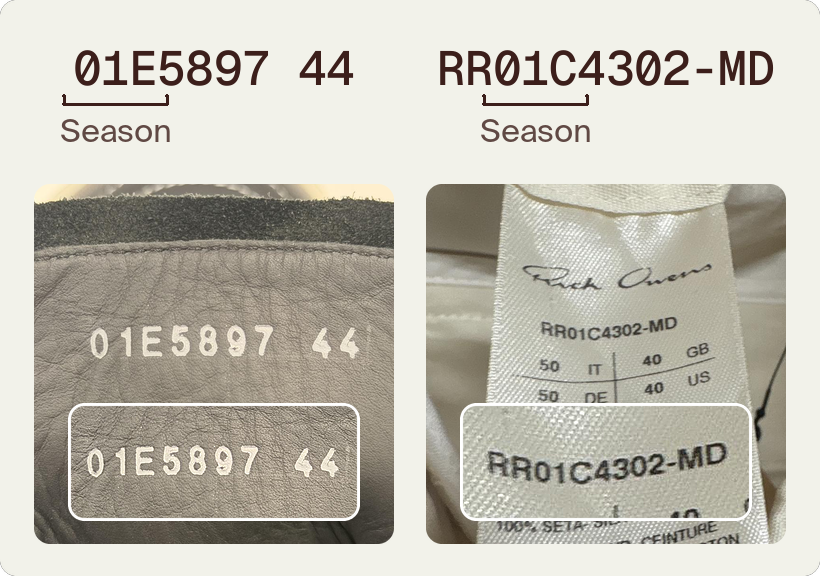 Rick Owens serial number check
